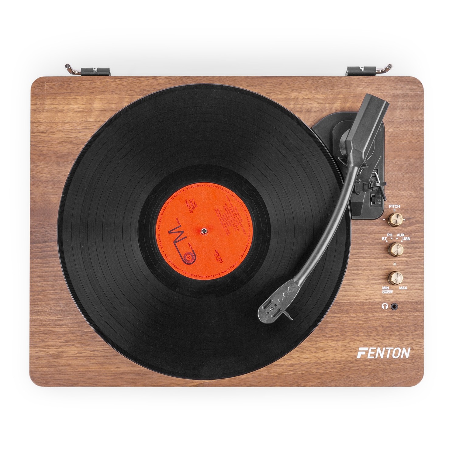 Giradischi HI-FI HQ, Amplificato con altoparlanti integrati e ricevitore Bluetoothcon, finitura in legno di noce RP162