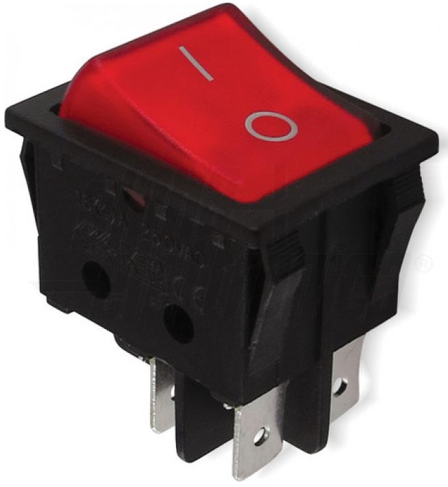interr. a bilancere luminoso bipolare on-off 15a-220v rosso R959KDFT2FS 10A 250V