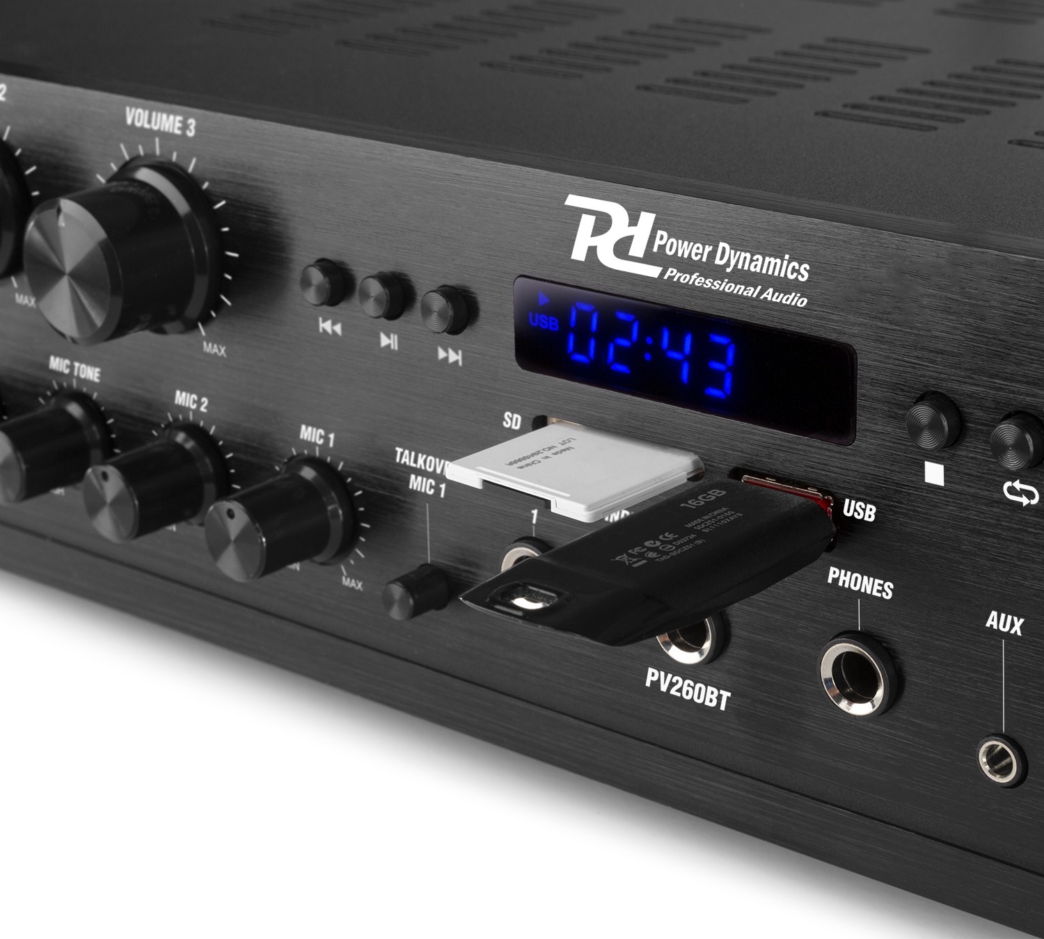 Amplificatore 4-8Ohm, 6 zone, potenza 600W con BT e USB PV260BT