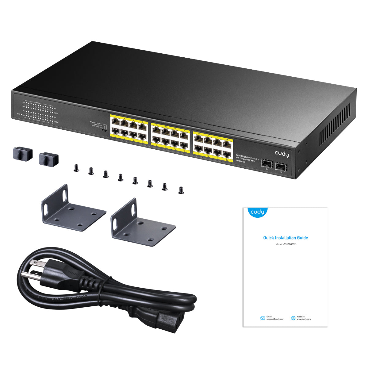 GS1028PS2 - 24-Port Gigabit PoE+ Switch with 4 Uplink Gigabit Ports and 2 Gigabit SFP Slots 300W
