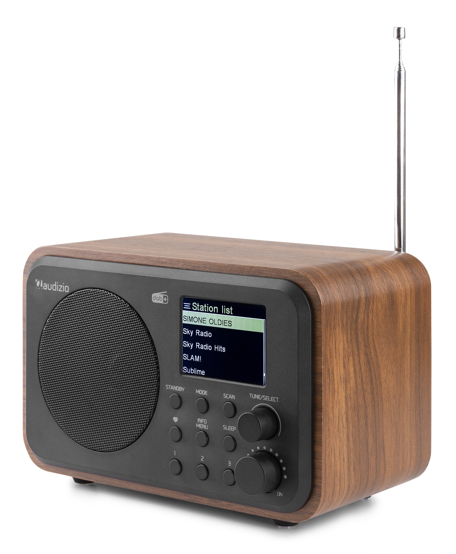 Milano, Radio DAB+/FM con batteria ricaricabile, BT e display, colore noce