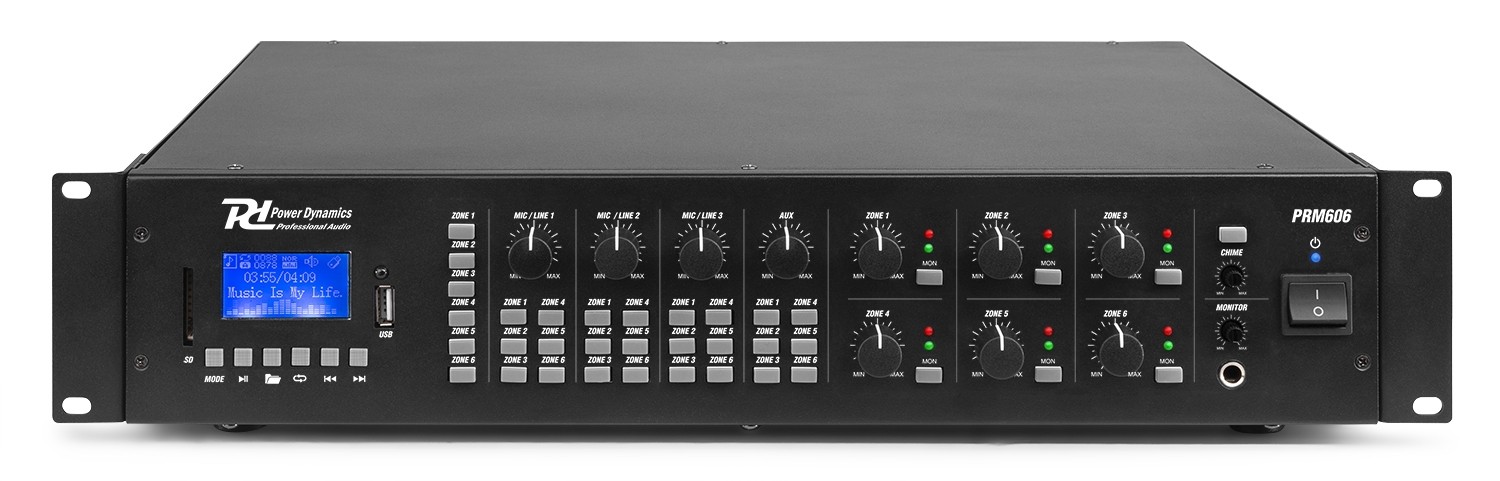 Amplificatore da 360W 6 zone 6 x 60W, 100V/8Ohm mod. PRM606