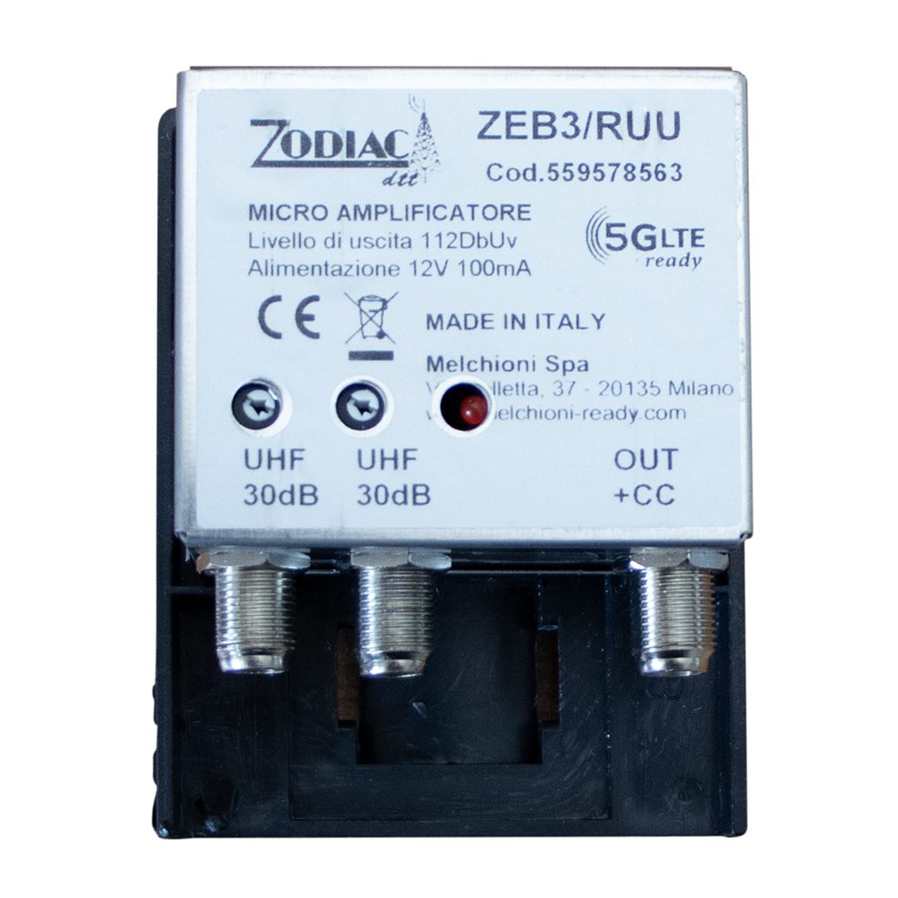 ZEB3RUU - 5G Free DVB-T2 Amplifier with 2 UHF Band Inputs for Pole Mounting