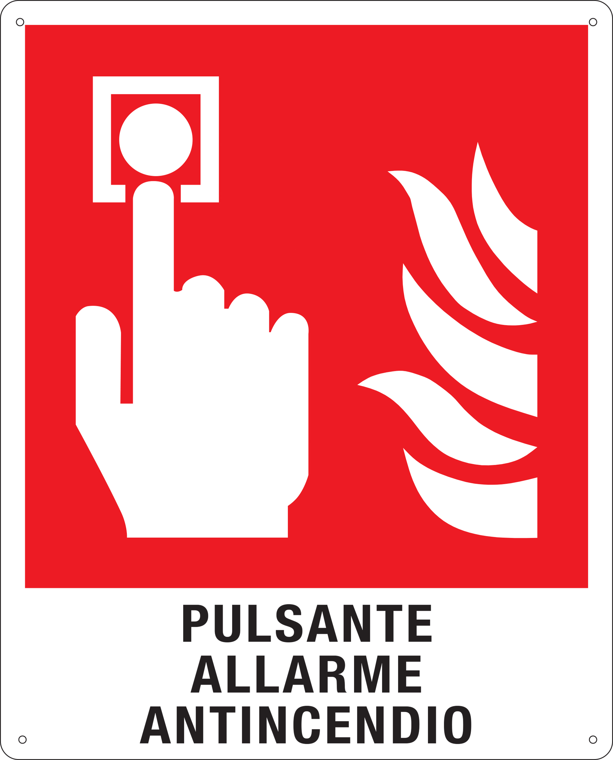 E20174K Warning Signs fire alarm button symbol and text