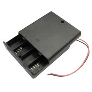 Portabatterie Chiuso Per 4 Stilo Con Fili E Interruttore On/Off PIL/35-C