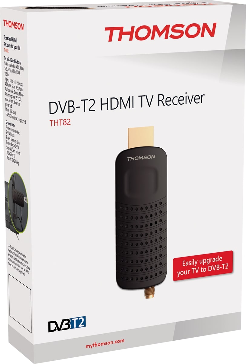 Decoder digitale terrestre dvb-t2 hevc h.265 60hz, 10bit, mod. THT82