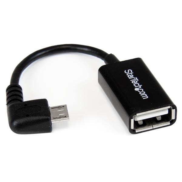 Startech.com UUSBOTGRA Cavo Adattatore micro USB a USB femmina angolato a destra OTG da viaggio - Connettore a 90 gradi da 12 cm M/F - Nero