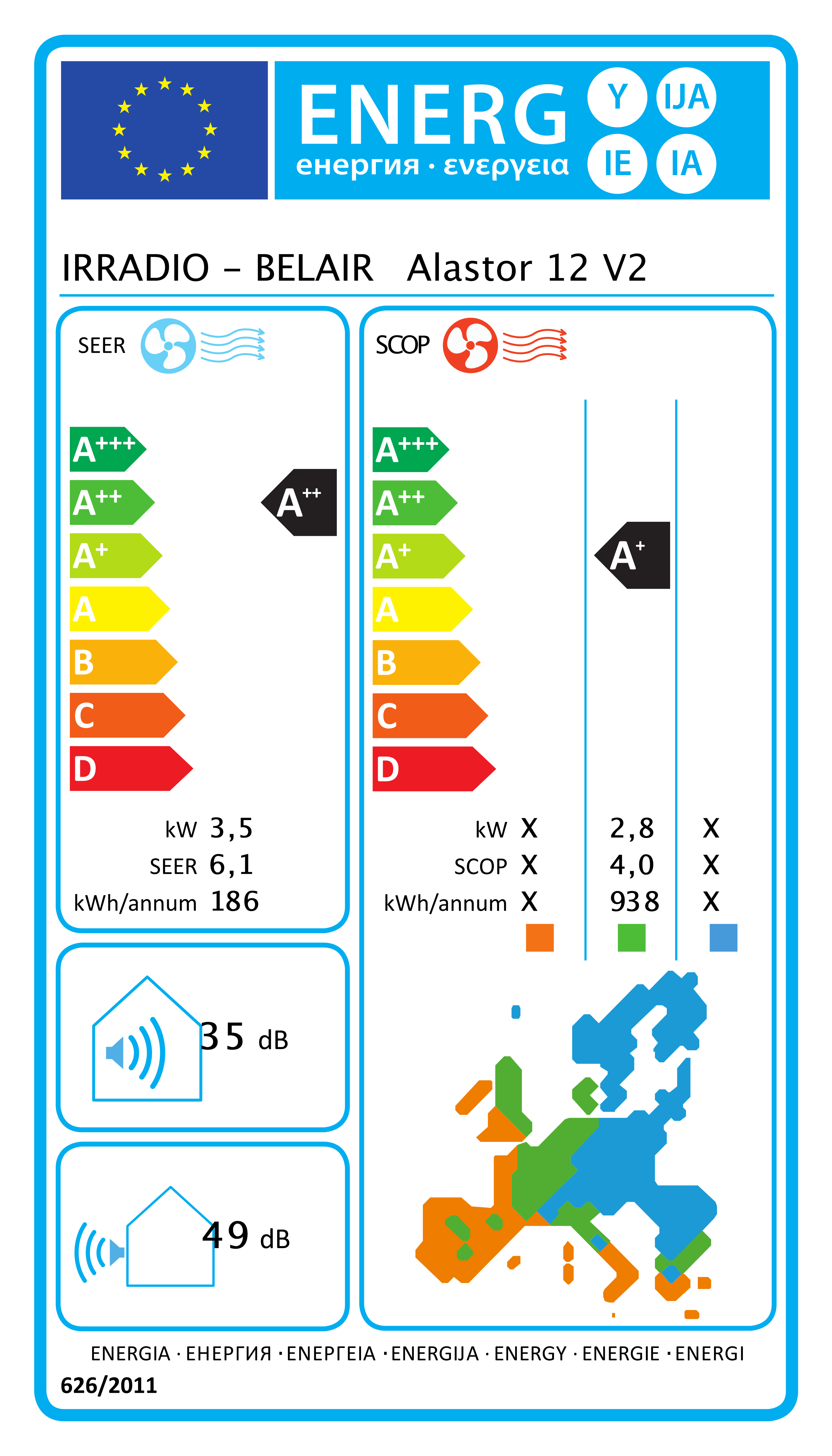 Condizionatore fisso mono split KIT ALASTOR 12 con pompa di calore  - 1pz unità interna + 1pz unità esterna