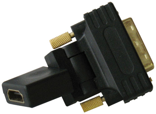 HDG-6218 F/DVI M ADAPTOR ROTATABLE BK Revolving Adapter video socket