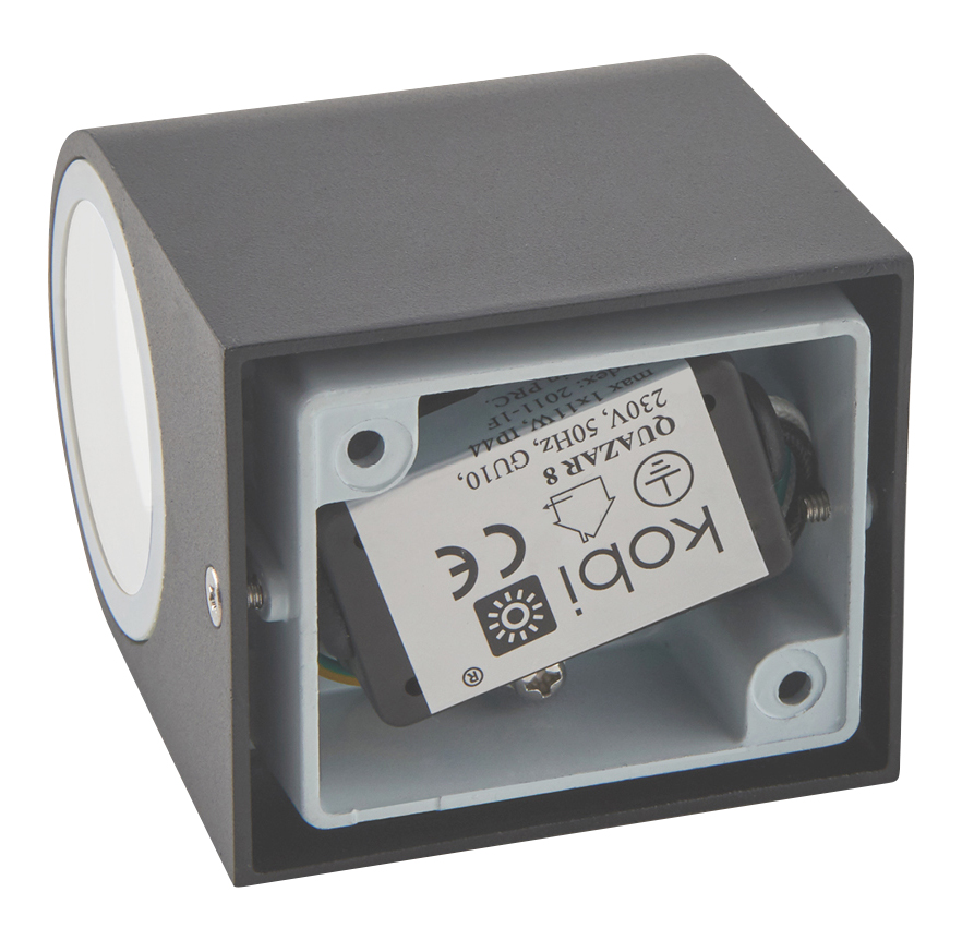 QUAZAR 8 - applique da esterno monoemissione 1xGU10 IP44 grigia, KOBI