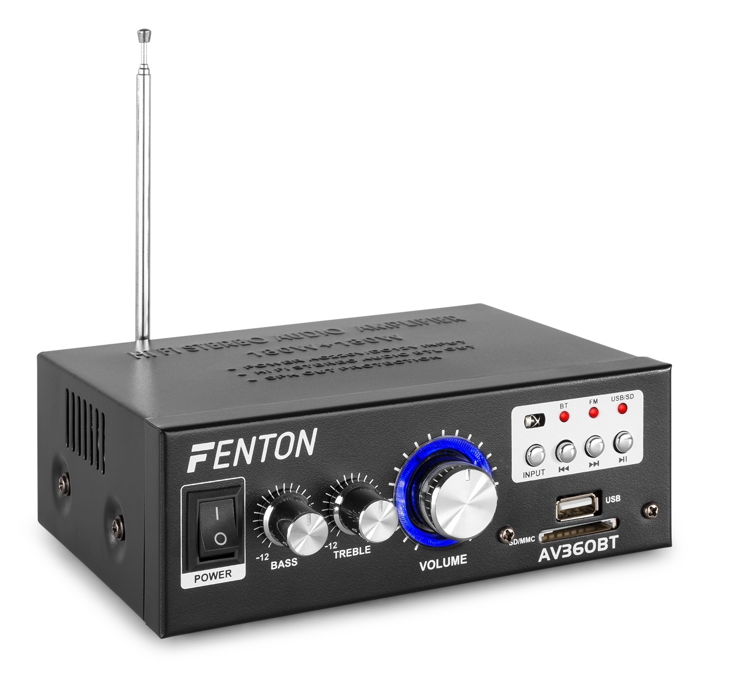 Mini Amplificatore 2x40W con BT / SD / USB / MP3 / FM AV360BT
