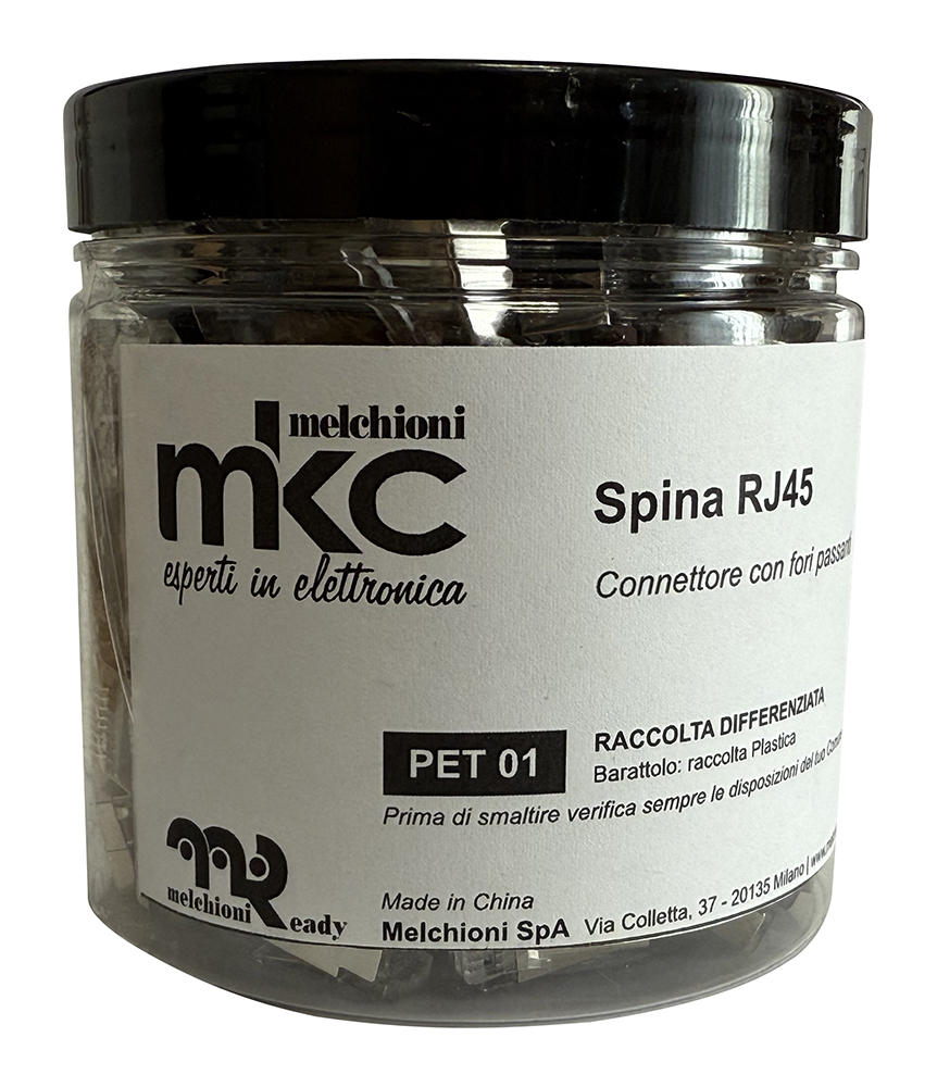 Spina RJ45 connettore con fori passanti Cat5e FTP (barattolo da 100pz)