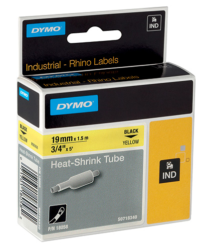 DYMO 470004169 Rhino Termo Restringente Nero su Giallo - 12mm x 1,5m
