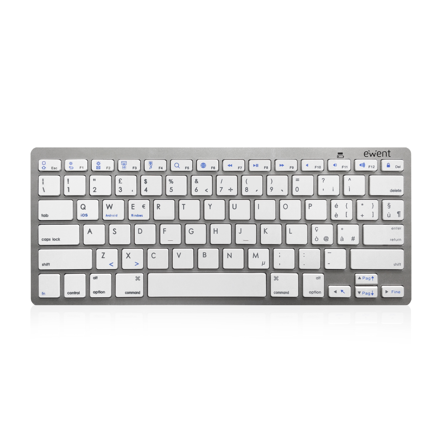 Compact Bluetooth Keyboard - iOS/Android/Win - IT Layout - Silver Colour