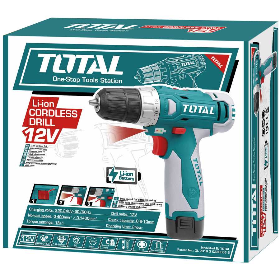 Trapano 12V con 2 Batteria e 2 Punte Cr-V TDLI228120