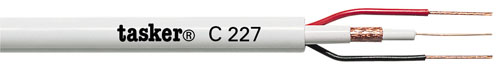 Tasker C227 Cable for videocontrol, 1x0,75ohm + 2x050, external diameter 8mm, white , hank da 100mt.