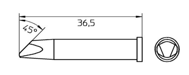 45° angled tip for photovoltaic, Width A: 5 mm T0054472199 Weller