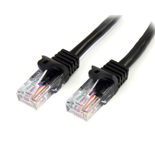 Startech.com 45PAT2MBK 2 m Black Cat5e Snagless RJ45 UTP Patch Cable - 2m Patch Cord - Ethernet Patch Cable - RJ45 Male to Male Cat 5e Cable (45PAT2MBK)