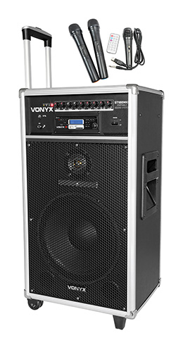 VONYX 170.013 ST180 PORTABLE S Portable system, with 2 uhf wireless microphones, mp3, bt and cd player, 450w power