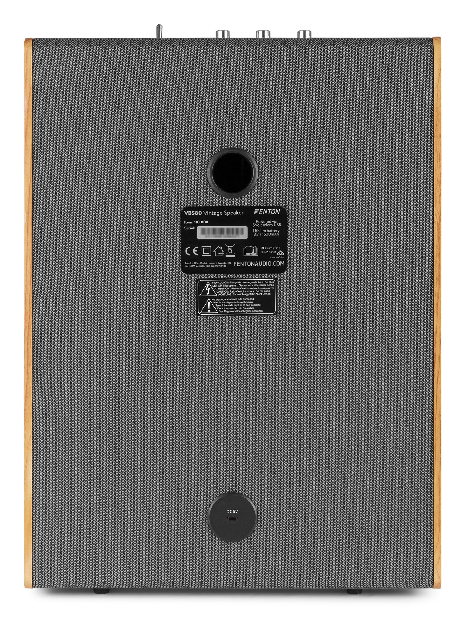 Diffusore Bluetooth da 40W stile Vintage in legno chiaro, woofer da 8”, Mod. VBS80