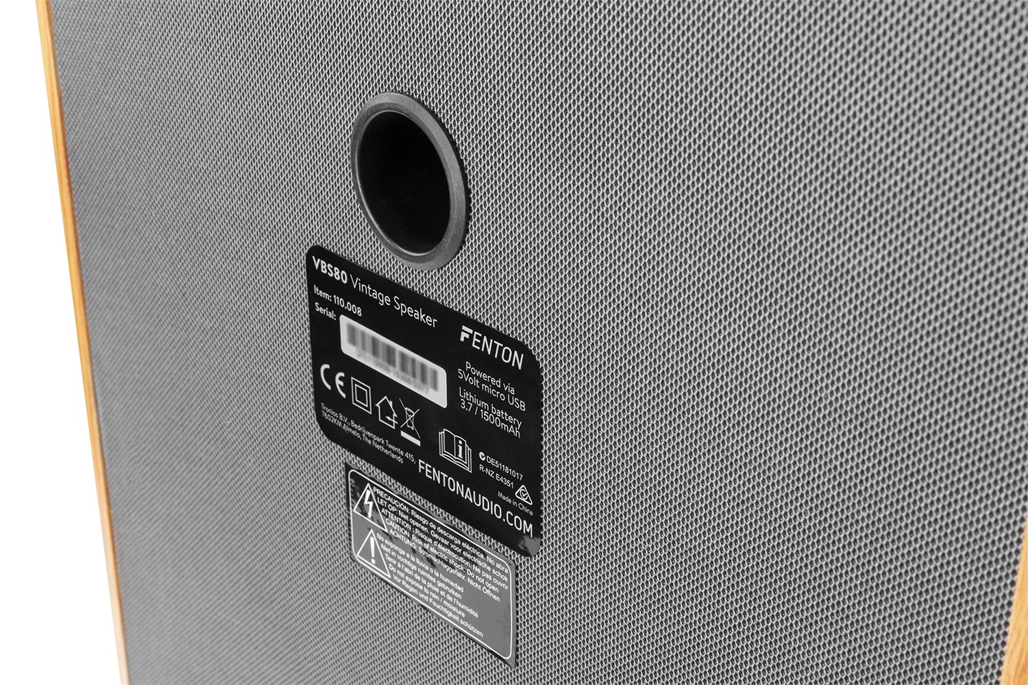 Diffusore Bluetooth da 40W stile Vintage in legno chiaro, woofer da 8”, Mod. VBS80