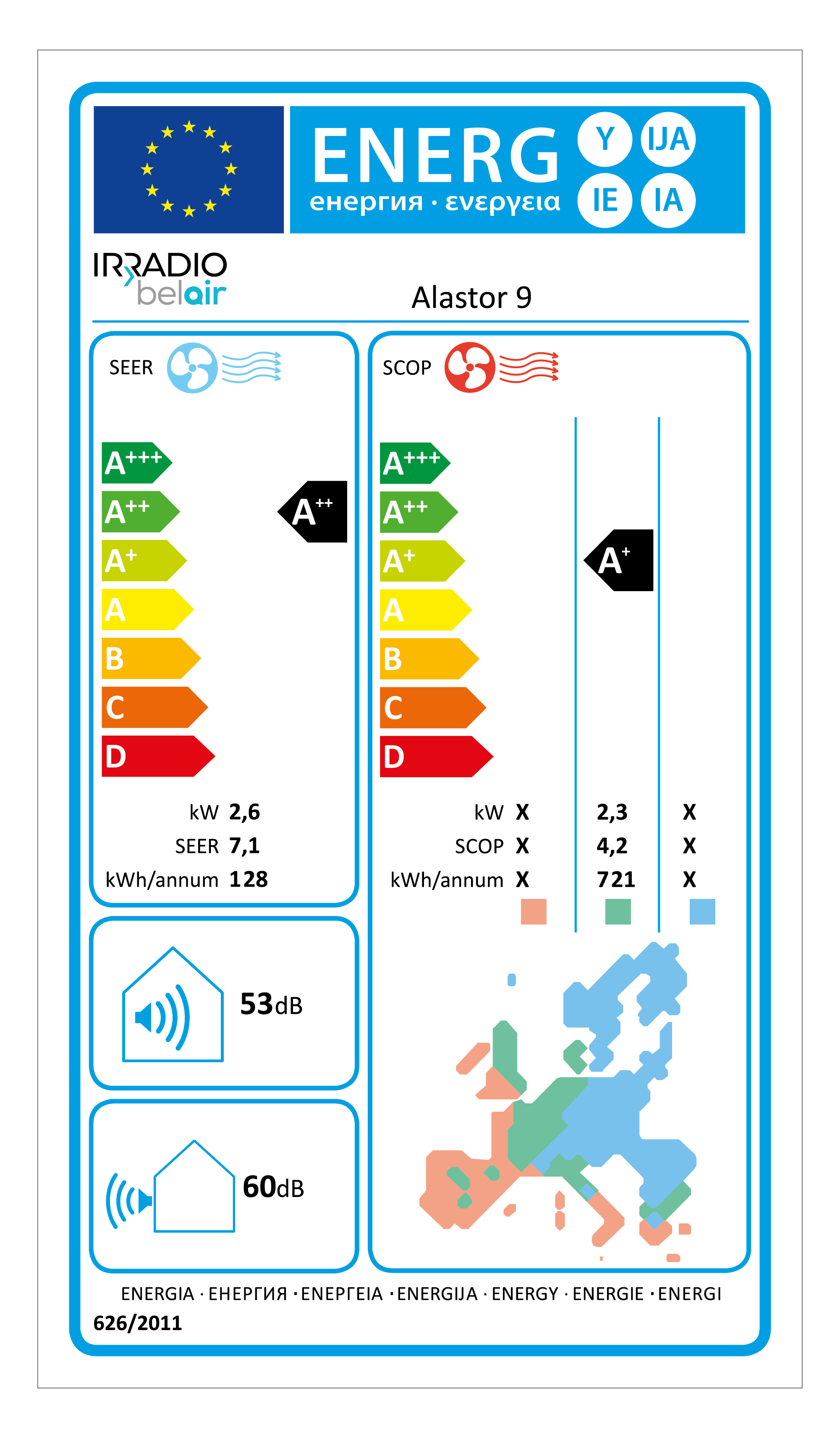 Condizionatore fisso mono split KIT ALASTOR 9 con pompa di calore - 1pz unità interna + 1pz unità esterna