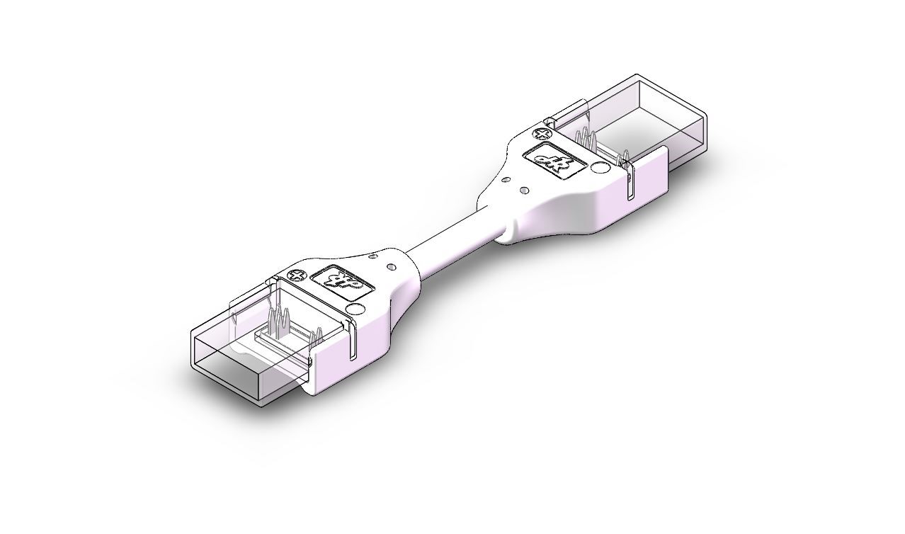 Waterproof strip connector - strip with 17cm cable, dual colour, 10mm board 3-pin IP65