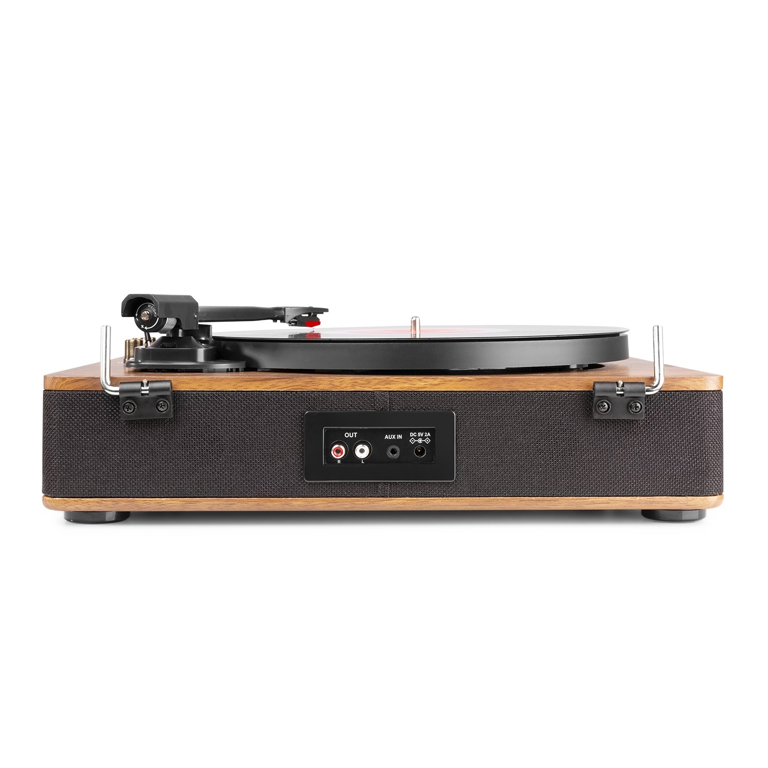 Giradischi HI-FI HQ, Amplificato con altoparlanti integrati e ricevitore Bluetoothcon, finitura in legno di noce RP162