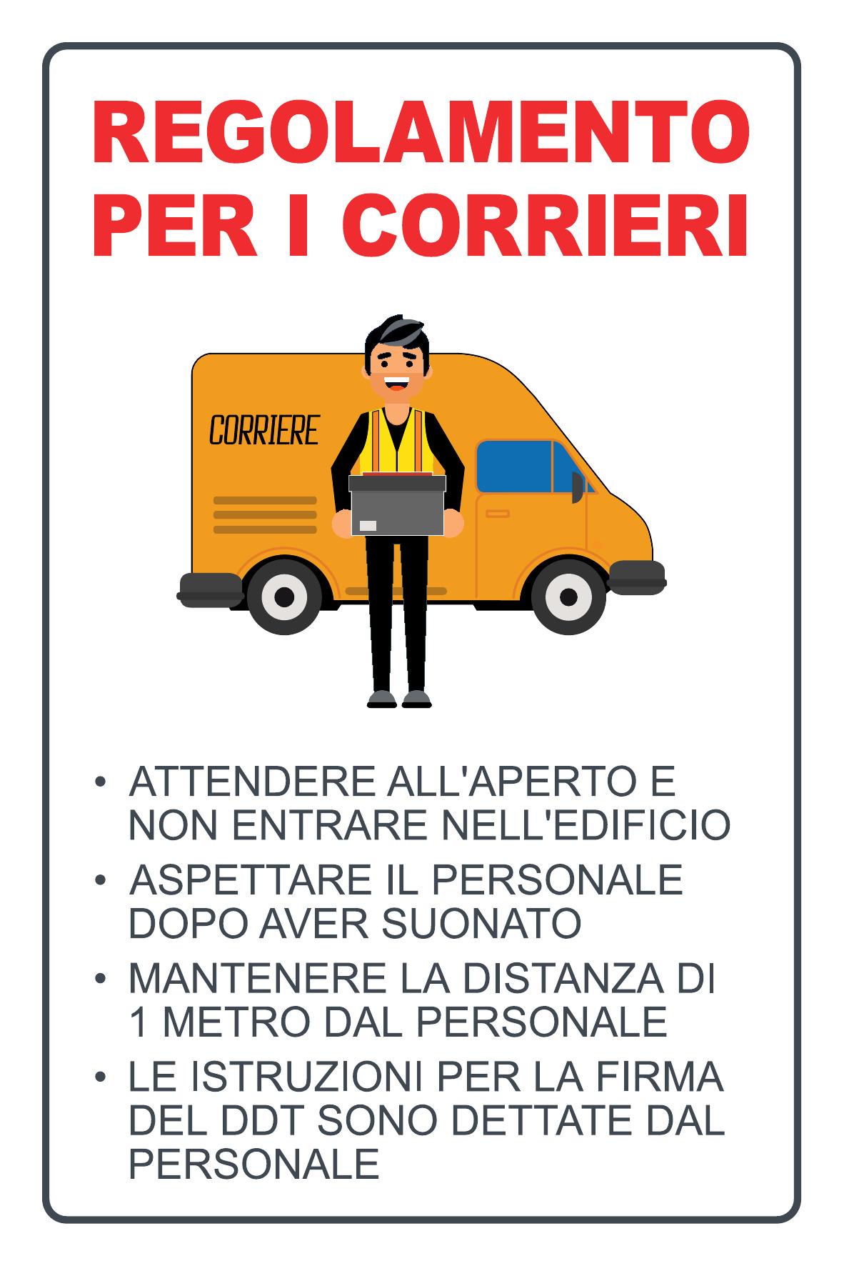 Alu sign courier regulations 200x300