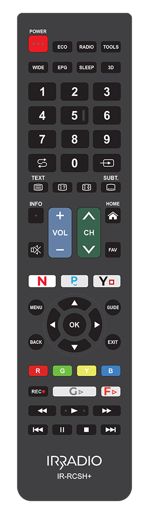 Telecomando dedicato compatibile con tutte le TV e SMART TV LCD/LED SHARP, Mod. IR-RCSH+