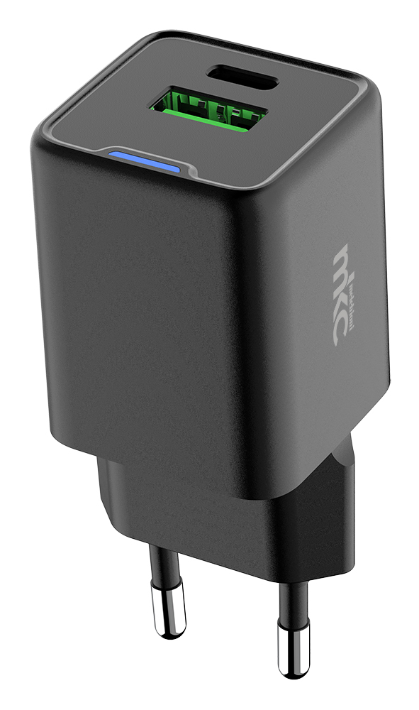 GAN USB Charger 45W PD 1 USB-C + 1 USB-A Black