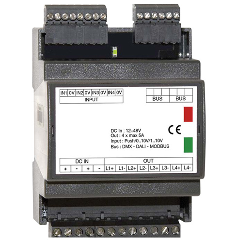 Controller dimmer DMX DLD1248-4CV-DMX-ME, 4 canali, per luci a LED,  MKC Light