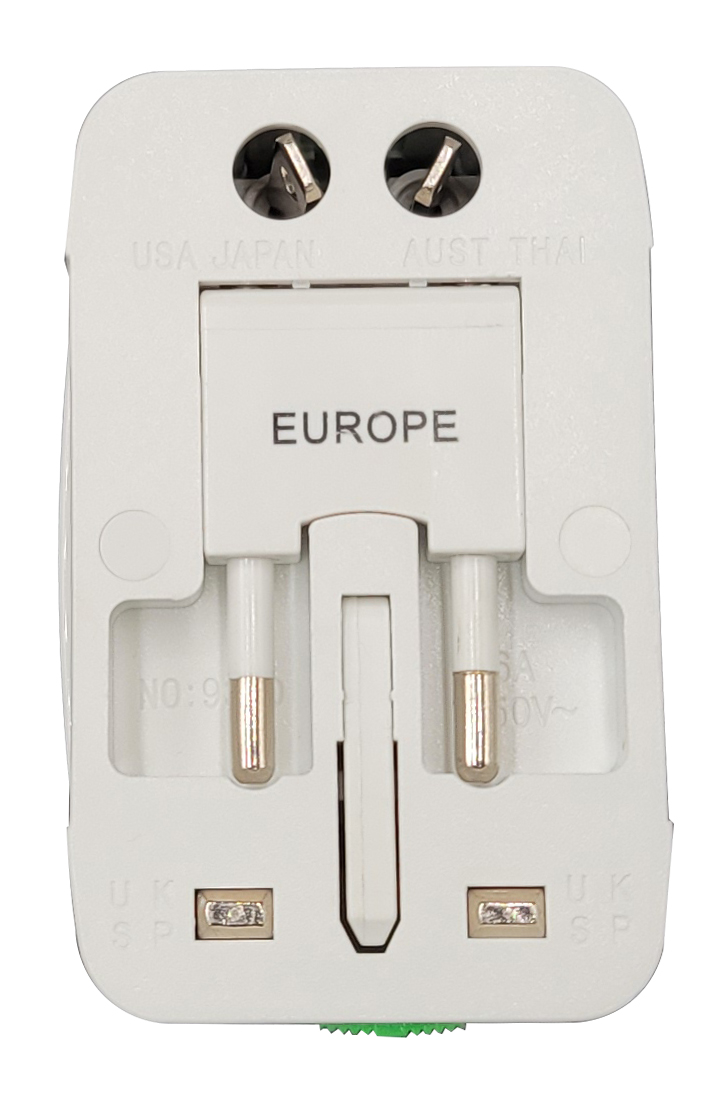 Adattatore da viaggio europa-regno unito-usa con 2 USB, Mod. MK-931L
