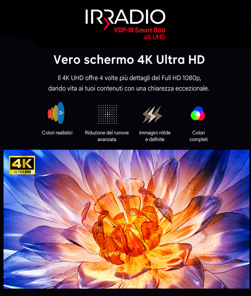 VDP-IR Smart 800 4K UHD - Videoproiettore 4K Ultra HD  2160p, con Sistema GTV