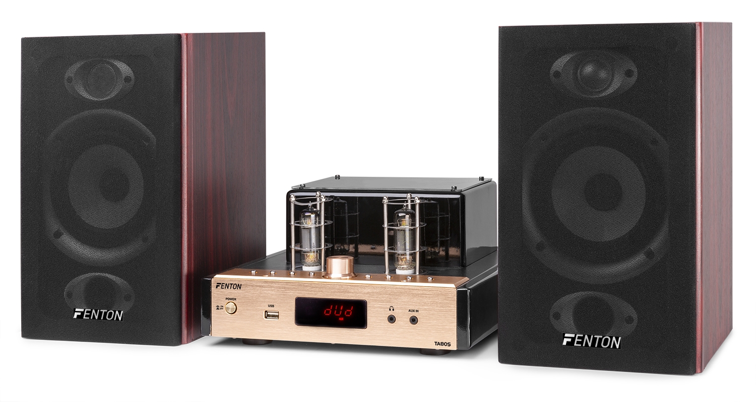 Amplificatore valvolare ibrido stereo + coppia diffusori, con USB e Bluetooth TA80S