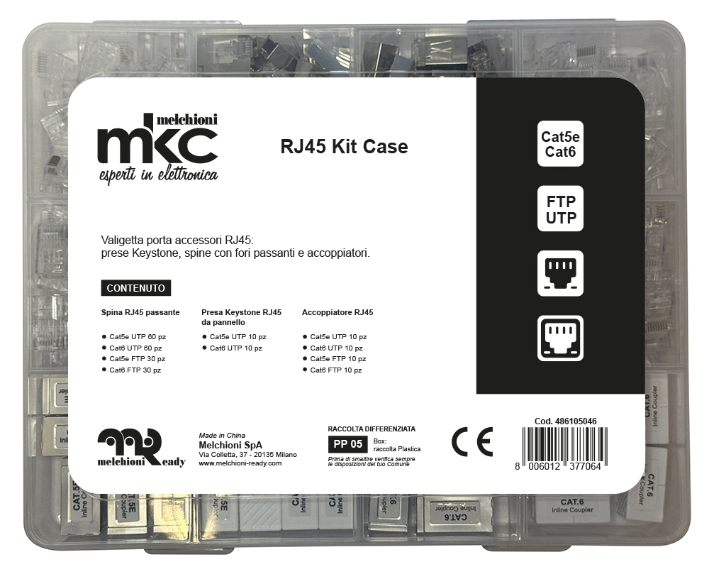 RJ45 Kit Case - Kit Valigetta accessori RJ45: Connettori passanti, prese Keystone e accoppiatori