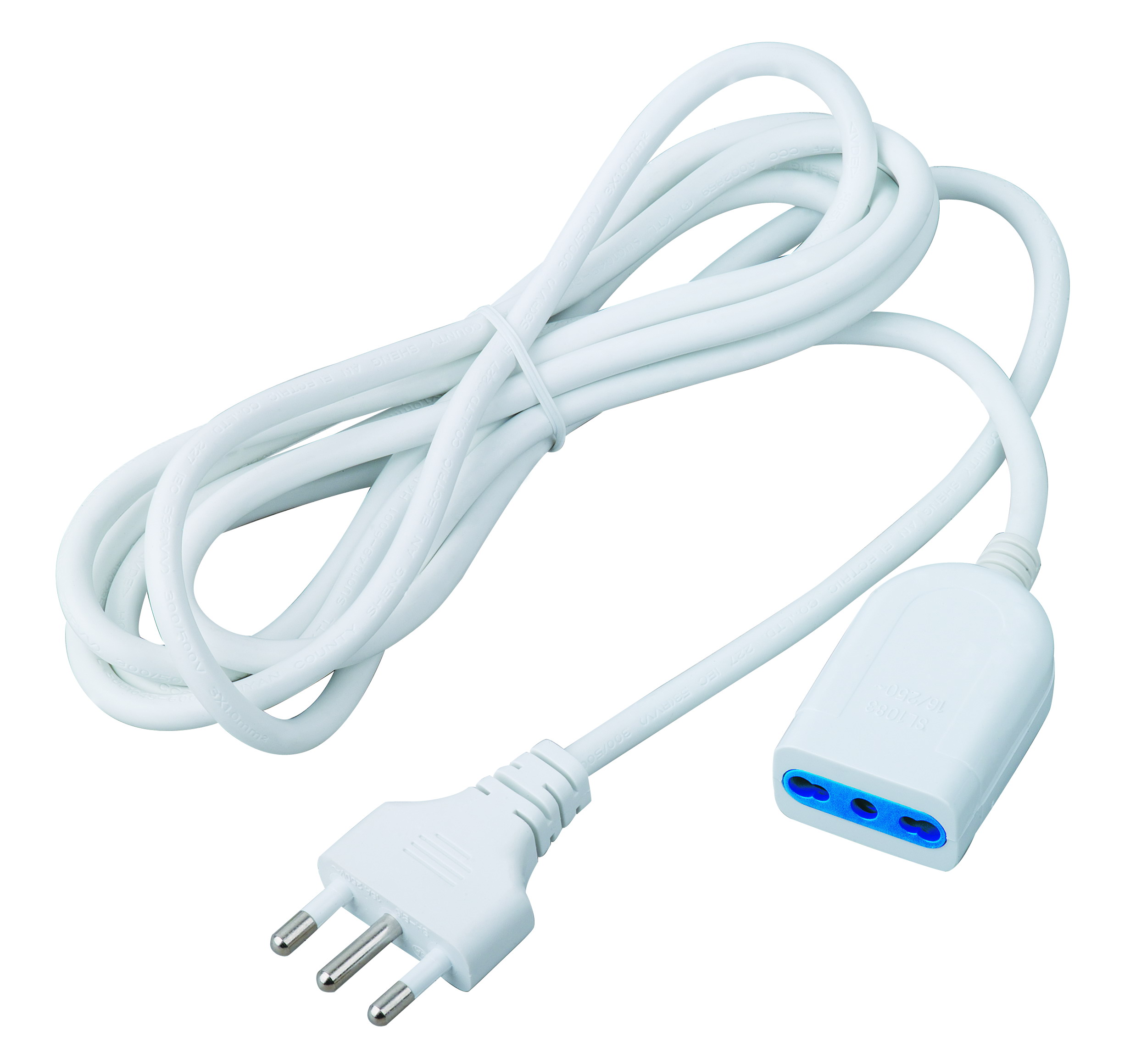 Prolunga elettrica bianca spina 16a-presa 10/16a 3mt cavo 3x1mmq MKC