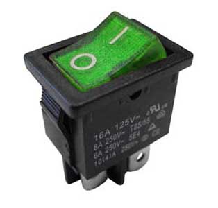 Interruttore A Bilanciere 10A-250V Bipolare Verde INT/3403H-I