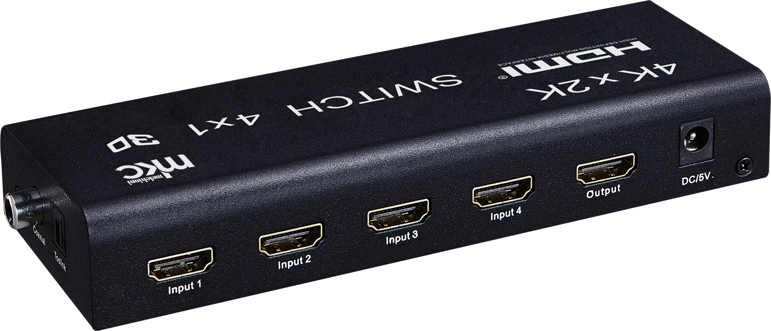 4K 30Hz HDMI Selector 4 IN × 1 OUT with Audio Extractor, model MK-DSW4-M