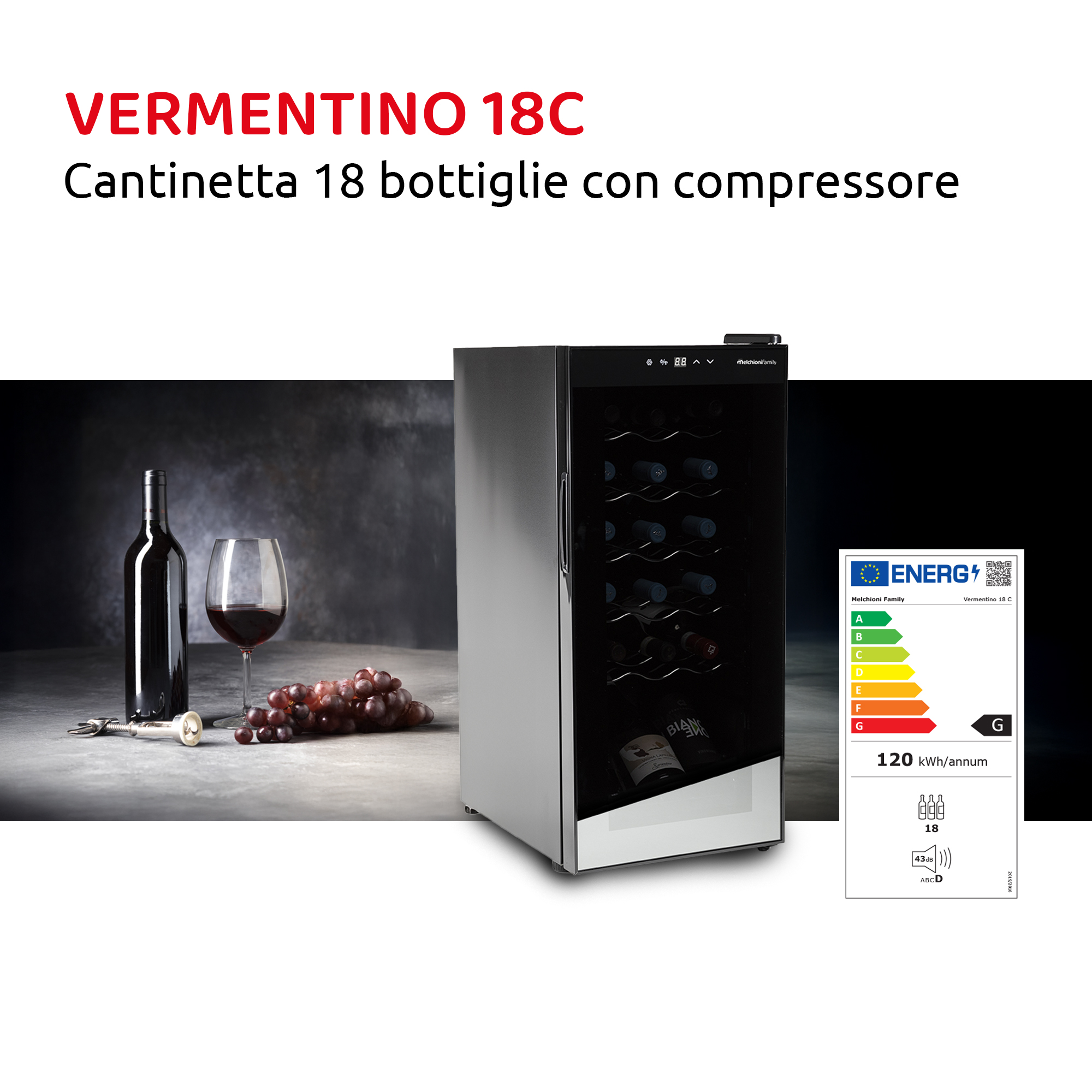 Cantinetta VERMENTINO 18 C - 18 bottiglie con compressore