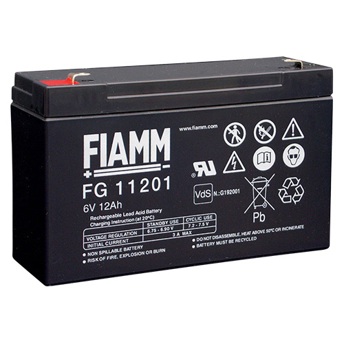 Batteria al piombo ricaricabile 6V 12Ah terminale faston 4.8 mm FIAMM
