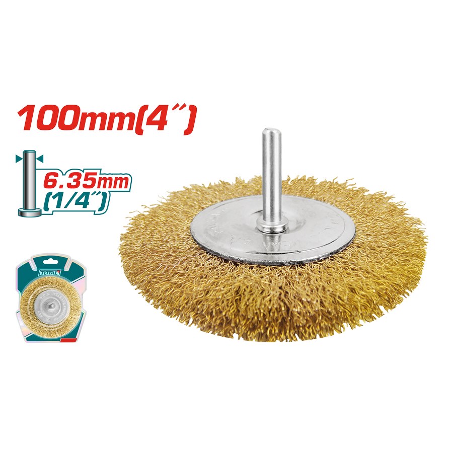 100mm Brass Disc Brush with 1/4" Attachment TAC34041