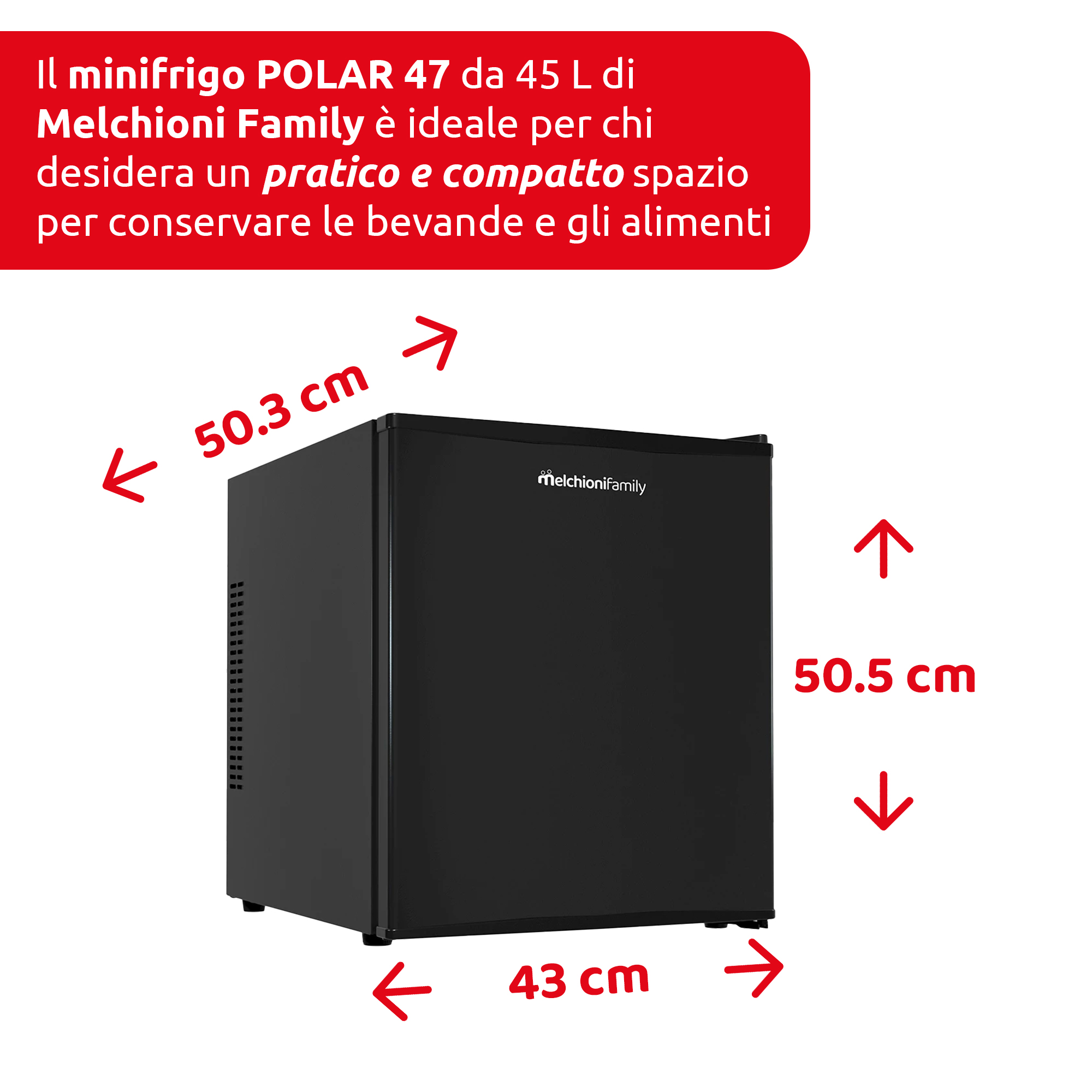 Minifrigo POLAR 47 con celle di peltier nero