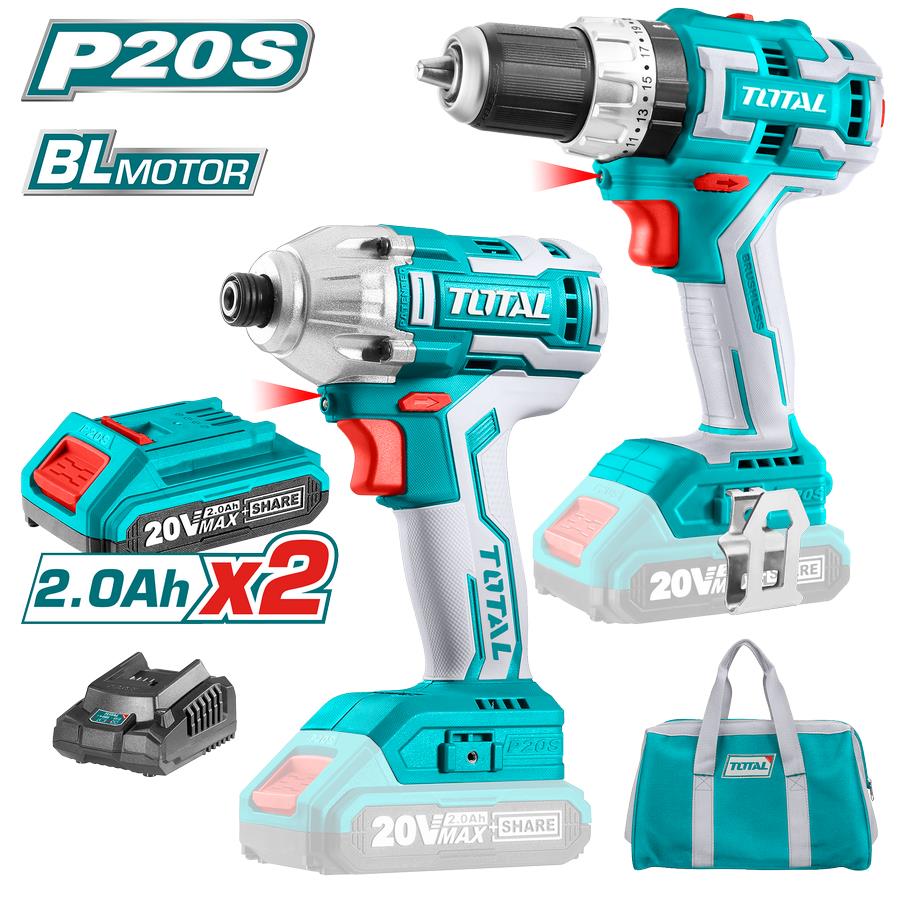 Trapano + Avvitatore a Impulsi con 2 Batterie One Battery TCKLI2006