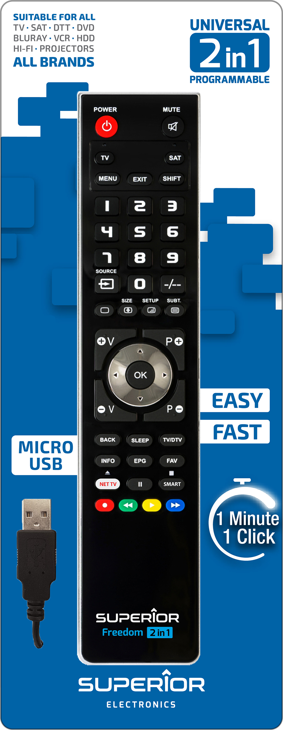 Telecomando programmabile via micro usb a 2 banchi di memoria FREEDOM 2:1