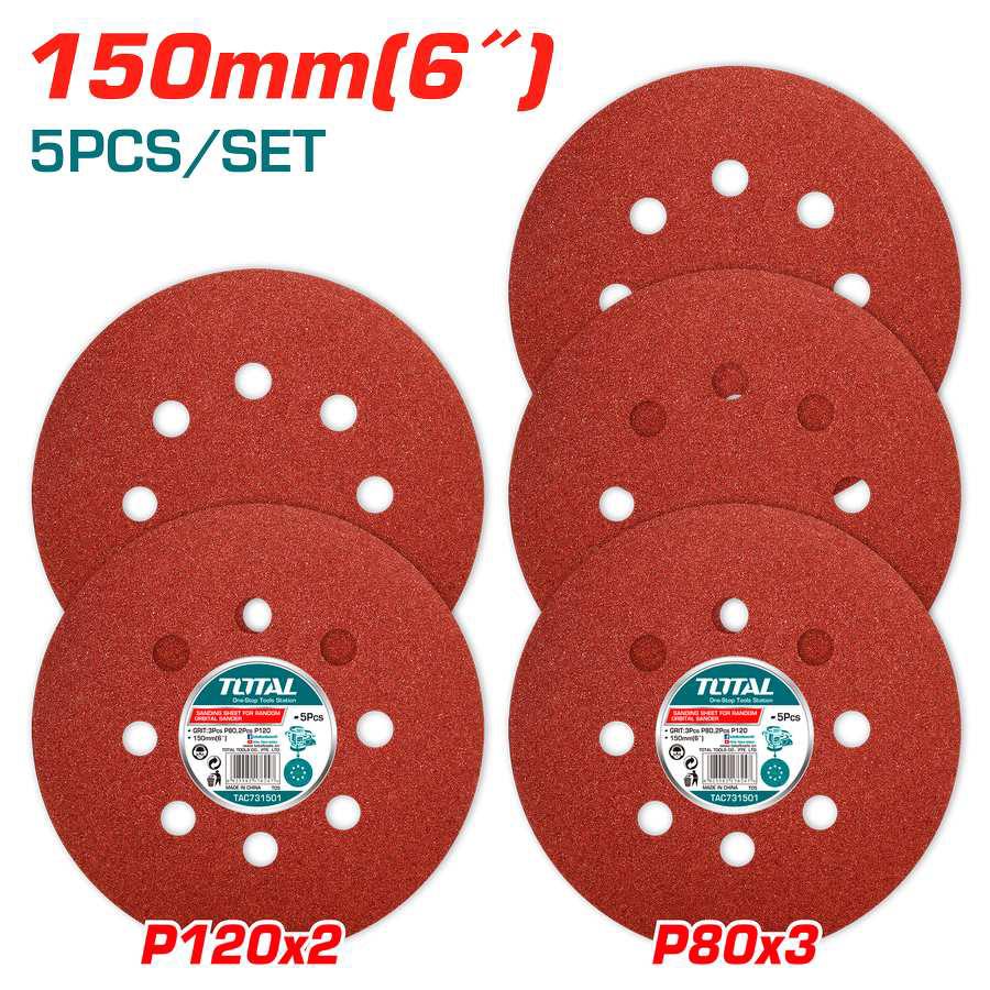 Set of 5 Abrasive Discs 150mm - P80 and P120 TAC731501