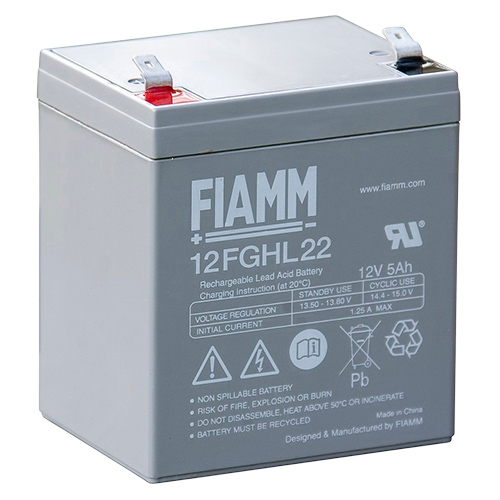 Batteria al piombo ricaricabile 12V 5Ah terminale faston 6.3mm FIAMM