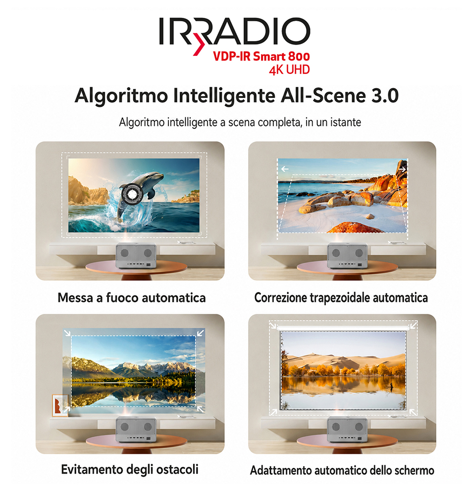 VDP-IR Smart 800 4K UHD - Videoproiettore 4K Ultra HD  2160p, con Sistema GTV