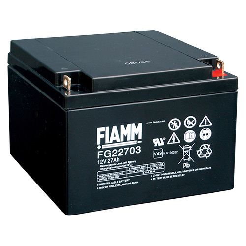 12V 27Ah rechargeable lead-acid battery with 5.5mm flag terminal FIAMM