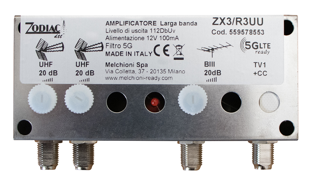 AX3/R3UU - Amplificatore DVB-T2  5G Free da palo con 3 ingressi, bande: III - UHF
